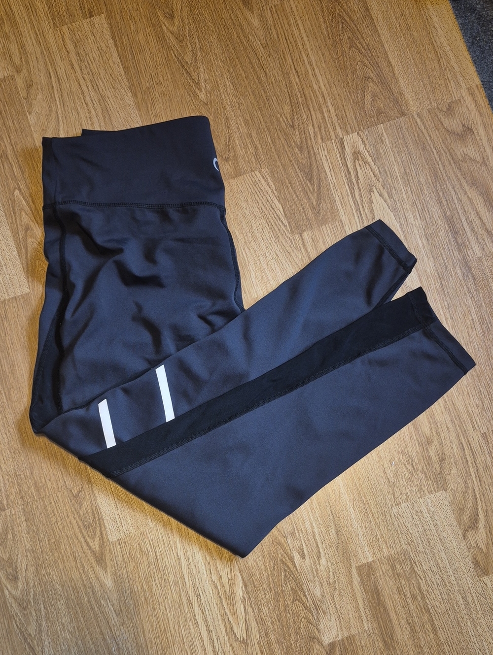 ZYIA Black Leggings with White Accent Stripes